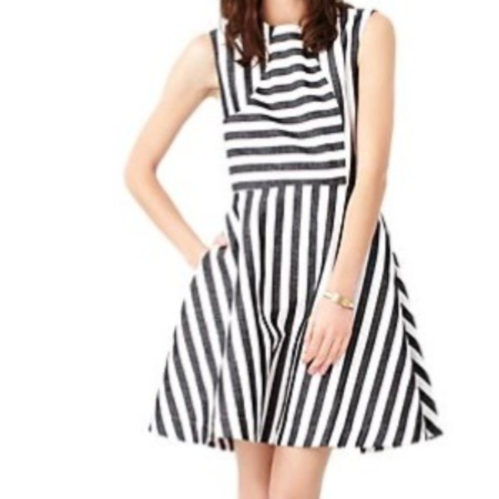 Kate Spade Saturday Striped Linen Blend Fit and Flare Dress Size 6